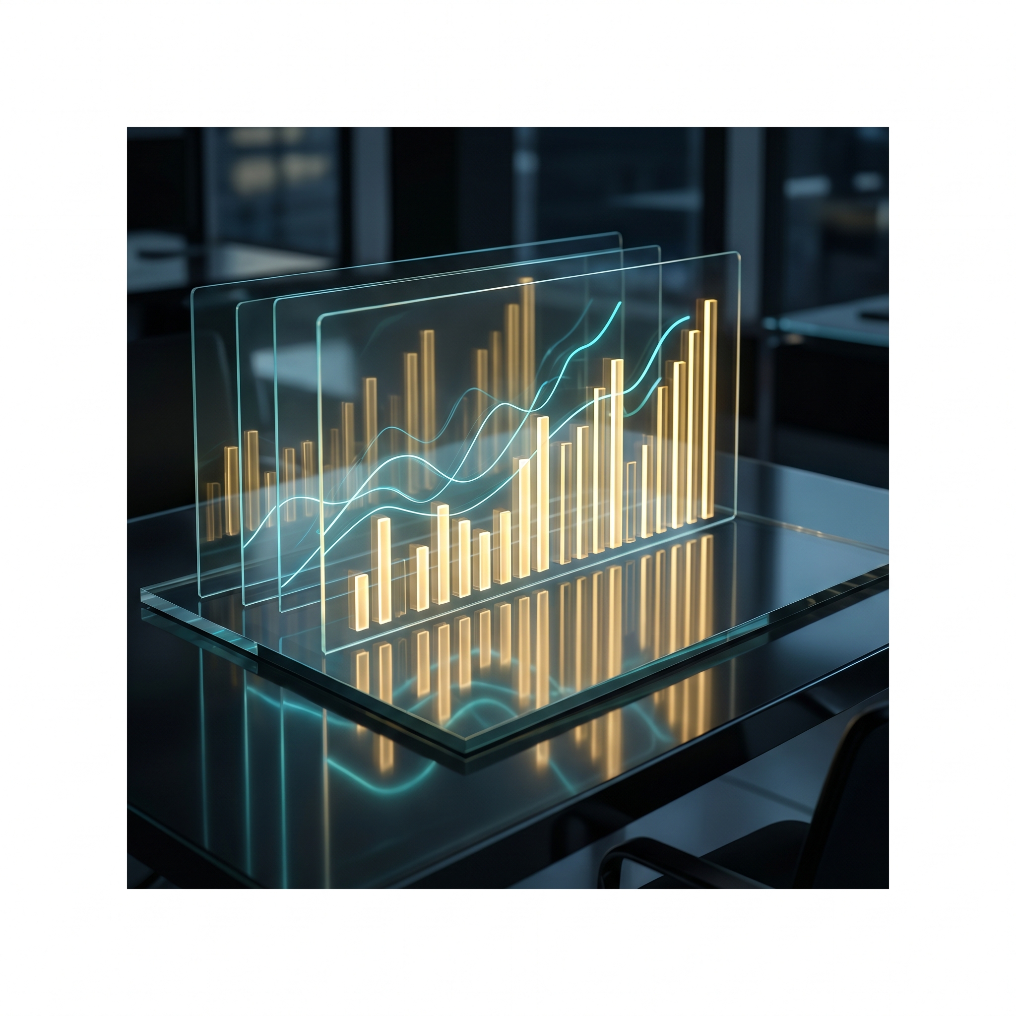 Glossmorphic Enterprise Dashboard Hologram Representing Clarify CRM